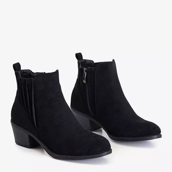 OUTLET Schwarze Damenstiefel mit flachen Absätzen Reqvo - Schuhe