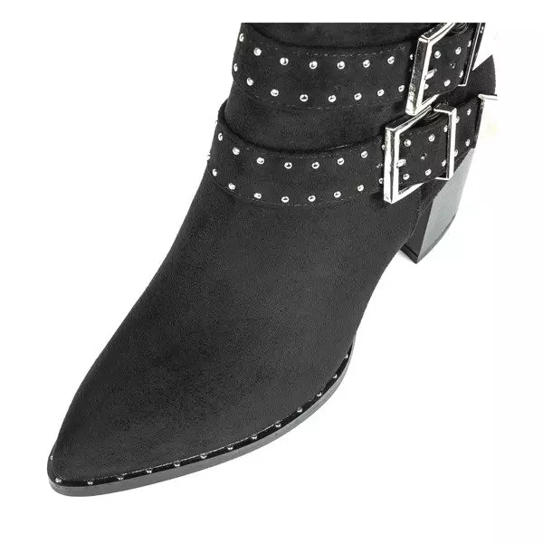 OUTLET Schwarze Stiefel an einem höheren Pfosten mit Schnallen Tanna - Schuhe