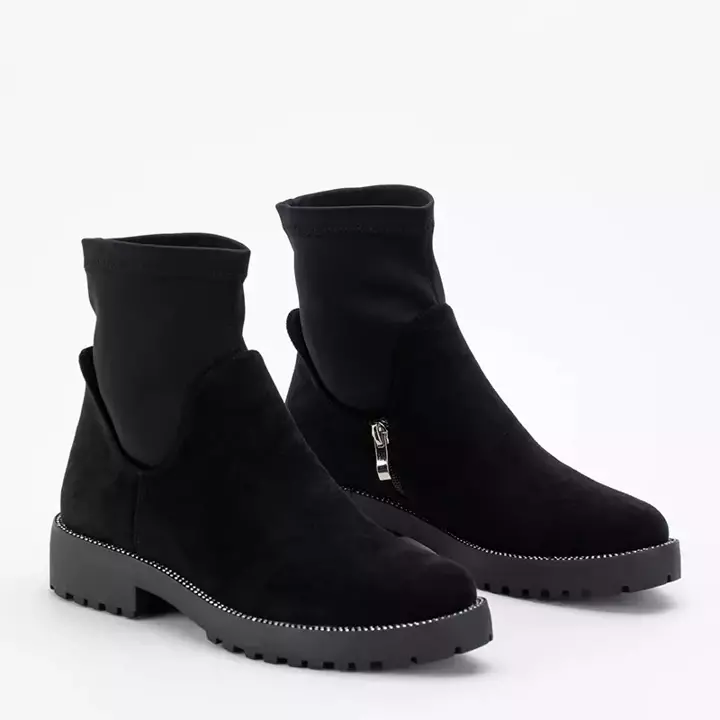 OUTLET Schwarze Stiefel aus Öko-Wildleder mit dekorativem Isanti-Obermaterial - Schuhe