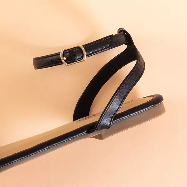 OUTLET Schwarze flache Sandalen für Damen mit Perlen Lucyla - Schuhe