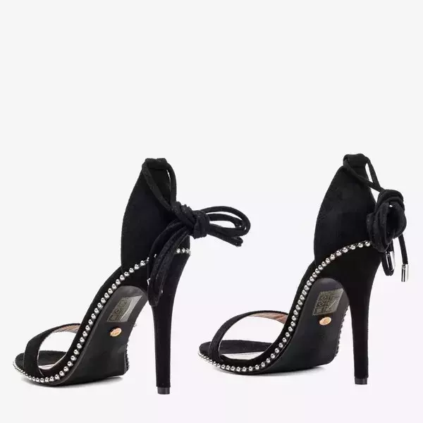 OUTLET Schwarze, gebundene Sandalen mit höherem Absatz Taya - Schuhe