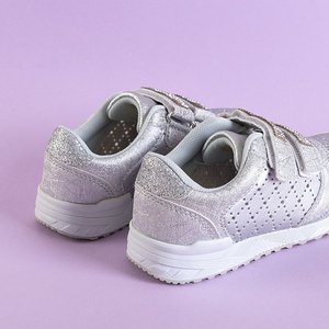 OUTLET Silberne, durchbrochene Kindersportschuhe mit Oksa-Verzierungen - Schuhe