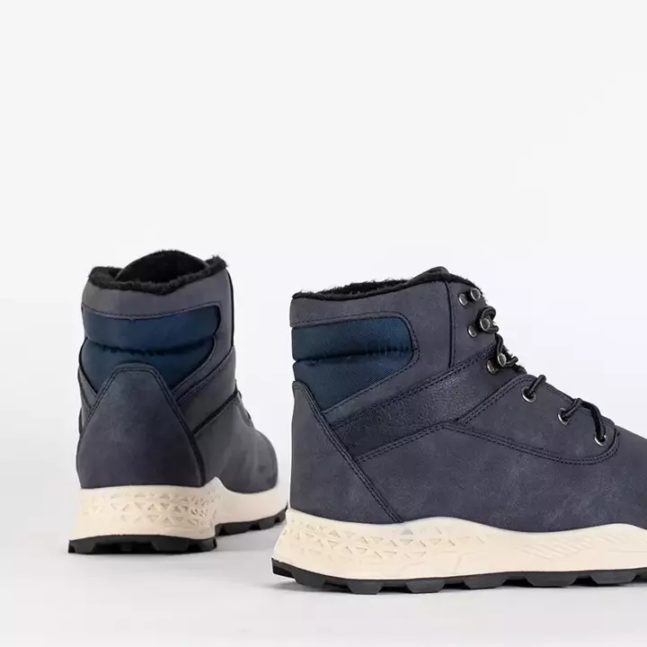 OUTLET Warme Stiefel für Herren in Marineblau Nuok - Schuhe