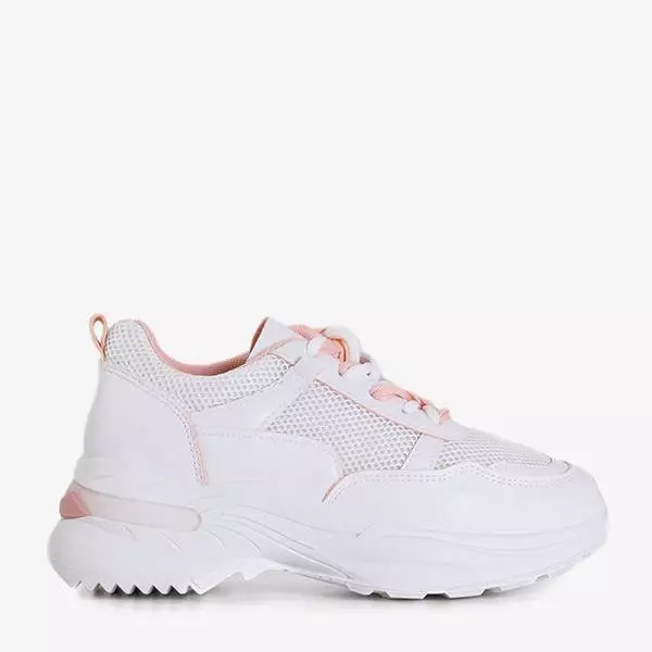 OUTLET Weiße Damen Sportschuhe mit rosa Einsätzen Adira - Schuhe