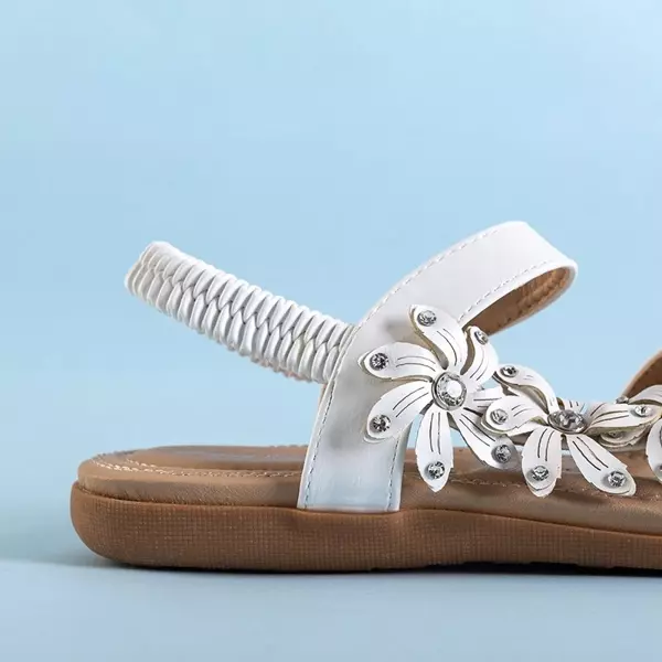 OUTLET Weiße Damensandalen mit Aflori-Blumen - Schuhe