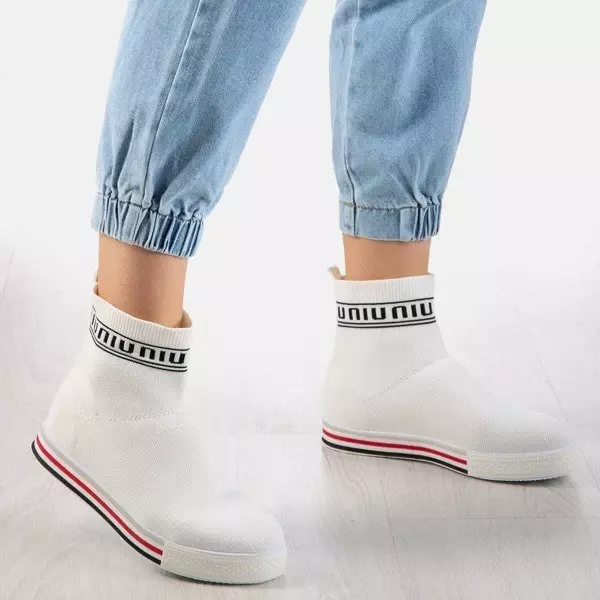 OUTLET Weiße Sportschuhe für Frauen mit dekorativer Socke California Love - Footwear