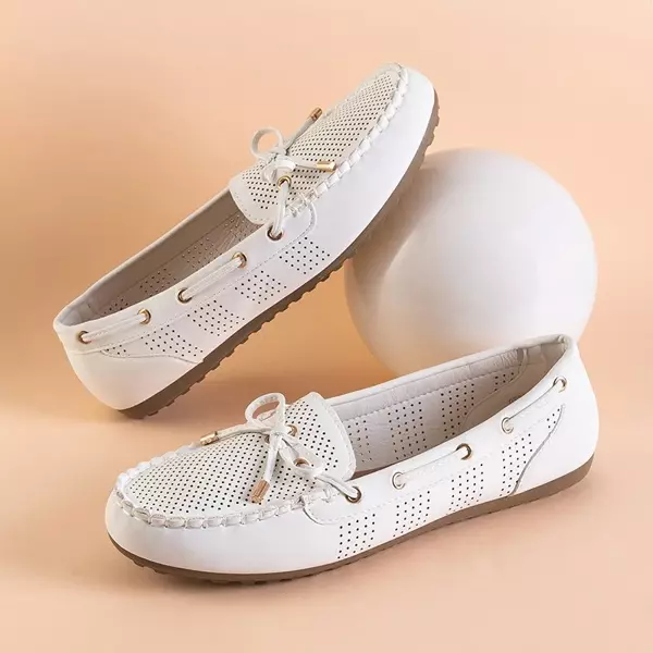 OUTLET Weiße durchbrochene Slipper für Damen mit Schleife von Donatela - Footwear