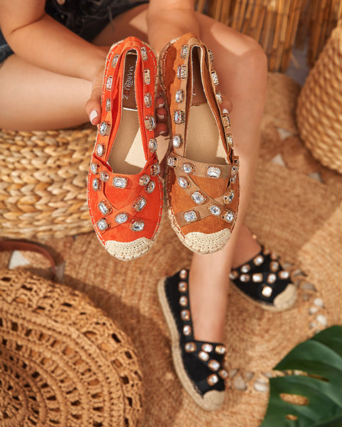 Orange Damen-Espadrilles mit Wamba-Kristallen - Schuhe