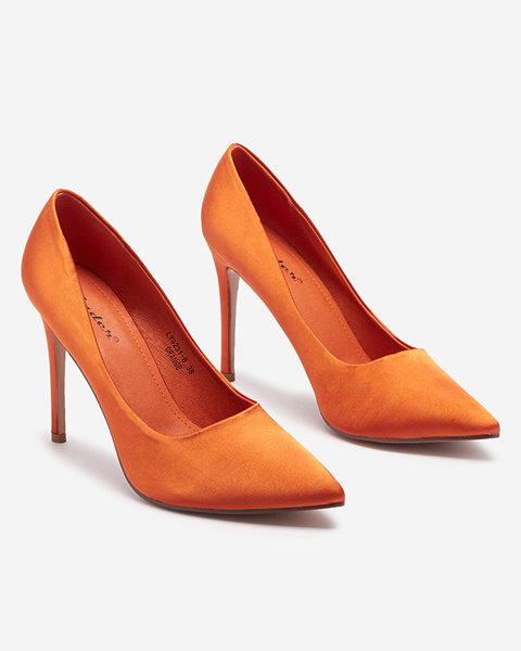 Orange Damen-Satin-Pumps auf einem höheren Stiletto Norija - Schuhe