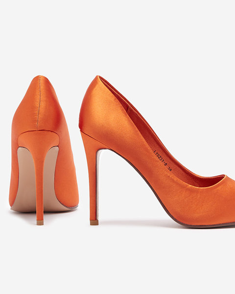 Orange Damen-Satin-Pumps auf einem höheren Stiletto Norija - Schuhe