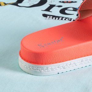 Orange Frauen Plattform Plateaus Hausschuhe mit Sailor Zirkonia - Schuhe