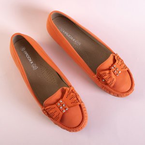 Orangefarbene Damenhalbschuhe mit Linari-Schleife - Schuhe