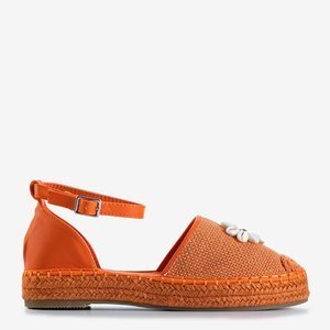 Orangefarbene Damensandalen a'la espadrilles auf der Maybel-Plattform - Schuhe