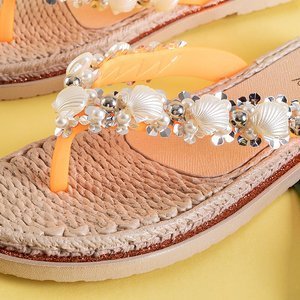 Orangefarbene Flip-Flops für Damen mit Jefis-Dekor - Schuhe