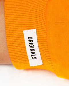 Orangefarbener Sport-Trainingsanzug für Damen mit Aufnähern - Kleidung