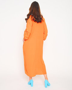 Orangefarbenes Oversize-Midikleid für Damen - Kleidung