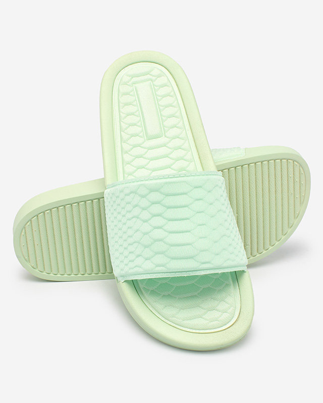 Pastellgrüne Damenhausschuhe mit Galite-Prägung - Schuhe