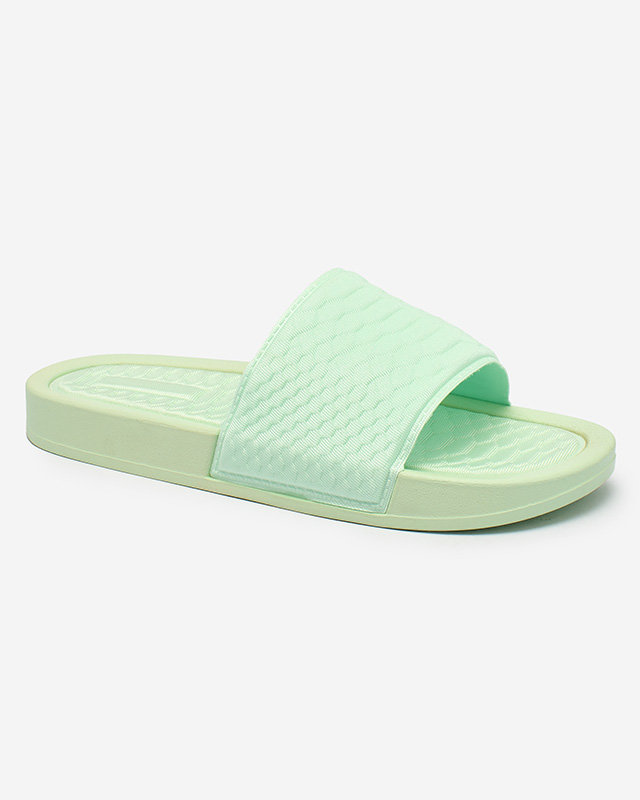 Pastellgrüne Damenhausschuhe mit Galite-Prägung - Schuhe