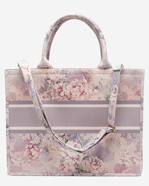 Pink-lila Damen-Shopper mit Blumendruck - Accessoires