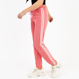 Pinke Damen-Jogginghose mit weißen Streifen - Kleidung
