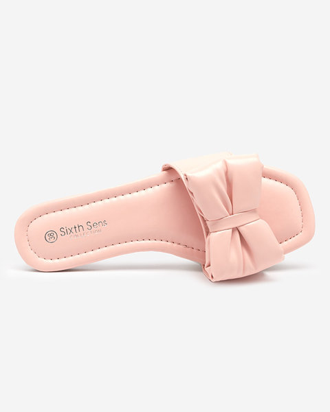 Pinke Damenhausschuhe mit Macline-Schleife - Schuhe