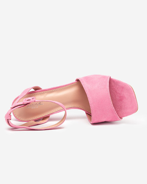 Pinke Öko-Wildleder-Sandalen für Damen am Pfosten Herra - Schuhe