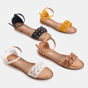 Rafana weiße Damensandalen mit Blumen - Schuhe