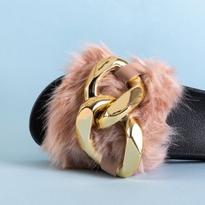 Rosa Damenhausschuhe mit Fell Goldie - Footwear