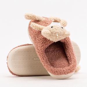 Rosa Damenhausschuhe mit Teddybär - Schuhe
