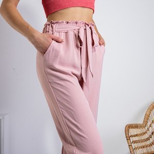 Rosa Damenhose mit geraffter Taille - Kleidung