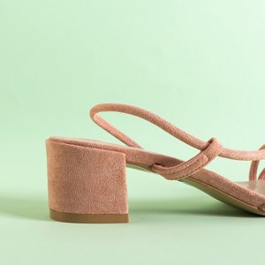 Rosa Damensandalen mit niedrigem Pfosten Melori - Footwear