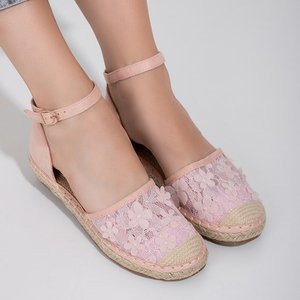 Rosa Espadrilles mit Spitzenstickerei Eliza - Footwear