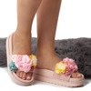 Rosa Flip-Flops auf der Plattform mit Susana-Blumen - Schuhe 1