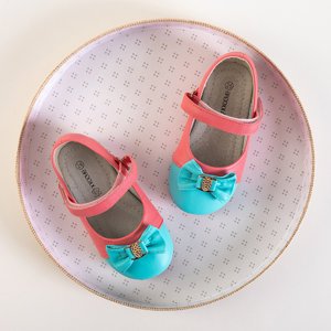 Rosa Mädchenballerinas mit blauem Zeh und Schleife Eligia - Schuhe