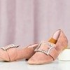 Rosa Mokassins mit Morandi-Dekoration - Schuhe
