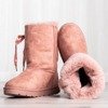 Rosa Schneeschuhe aus Öko-Wildleder mit Vitalina-Band - Schuhe