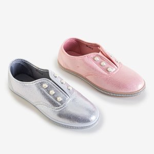 Rosa Slip-On-Sneakers für Kinder mit Merini-Perlen - Schuhe
