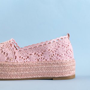 Rosa durchbrochene Espadrilles für Frauen auf der Abra-Plattform - Schuhe