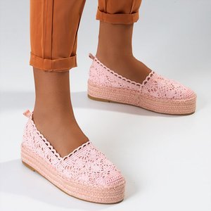 Rosa durchbrochene Espadrilles für Frauen auf der Abra-Plattform - Schuhe