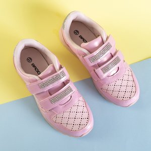 Rosa durchbrochene Sportschuhe für Kinder mit Oksi-Dekorationen - Schuhe