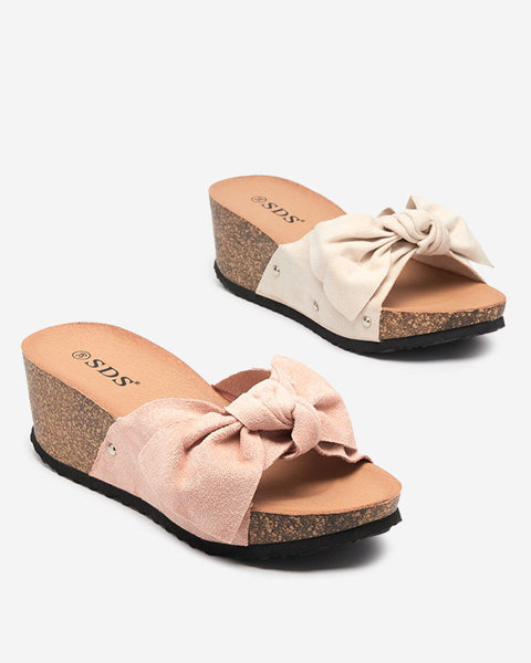 Rosafarbene Damen-Keilhausschuhe mit Schleife Bavillo- Footwear