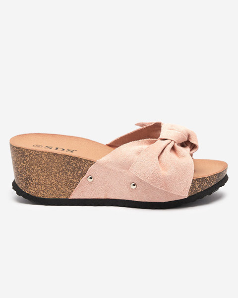 Rosafarbene Damen-Keilhausschuhe mit Schleife Bavillo- Footwear