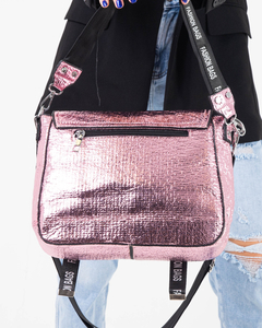 Rosafarbene Damenhandtasche aus glänzendem Kunstleder - Accessoires
