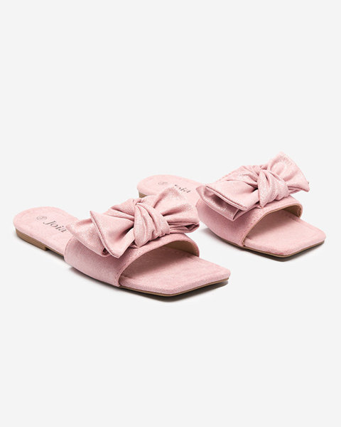Rosafarbene Damenhausschuhe mit Stoffschleife Kelisso - Footwear