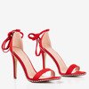 Rot gebundene Sandalen an einem hohen Absatz Taya - Footwear 1