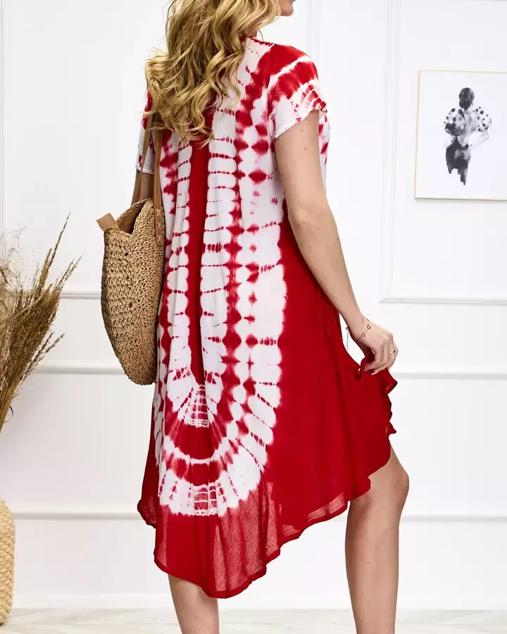 Rot-weiß bedruckter Damen-Strandrock - Kleidung