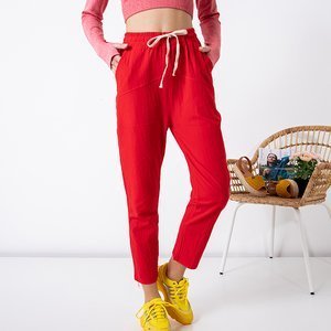 Rote Baumwollhose für Damen PLUS GRÖSSE - Kleidung