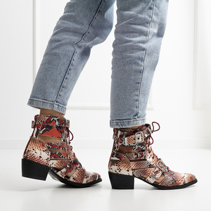 Rote Damen Cowboystiefel mit Cut-Outs und Prägung Isodal - Schuhe