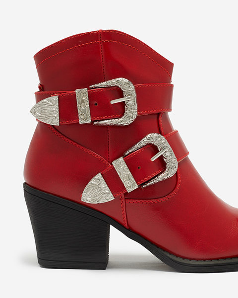 Rote Damen-Cowboystiefel mit Schnallen Hammy- Footwear