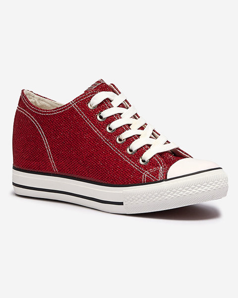 Rote Damen-Sneakers auf einem versteckten Anker mit glänzendem Faden Seggat- Footwear